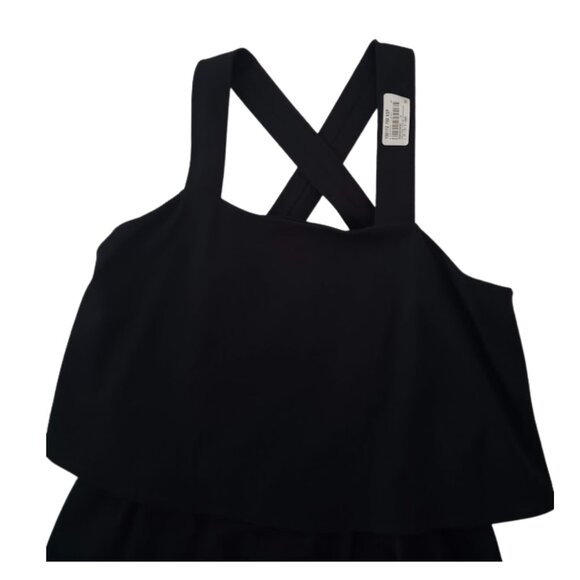 J Jill Women's Black Tiered Sleeveless Cross Strap Midi XS Petite Dress NWT - Picture 5 of 14